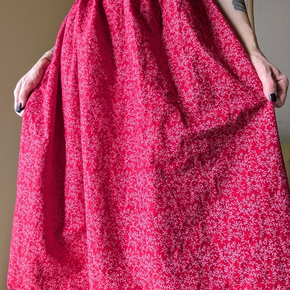 Vintage Red Floral Midi Maxi Skirt - Picture 5 of 6